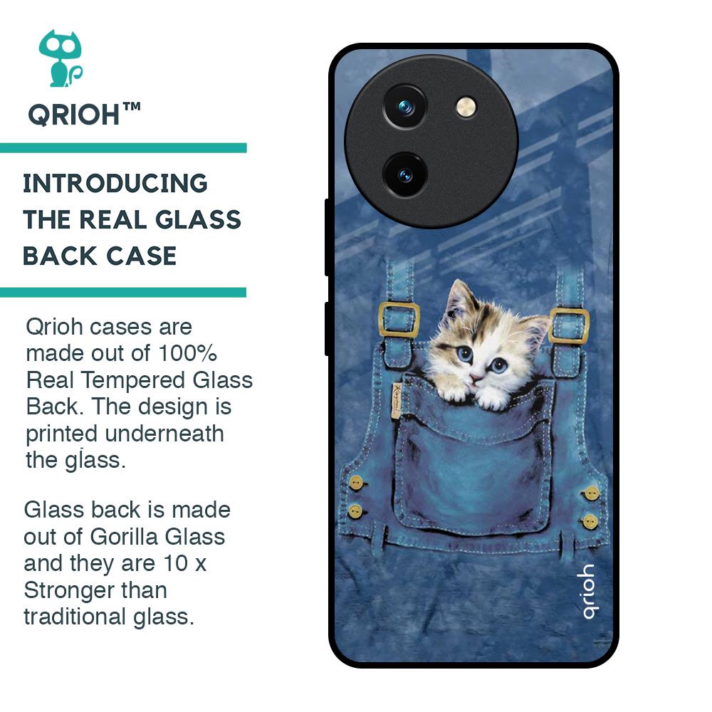 Kitty In Pocket Glass Case For Vivo T3X 5G