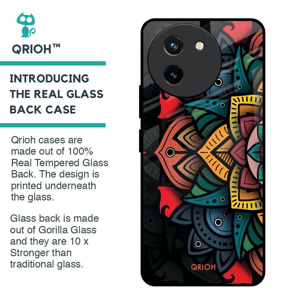 Retro Gorgeous Flower Glass Case for Vivo T3X 5G