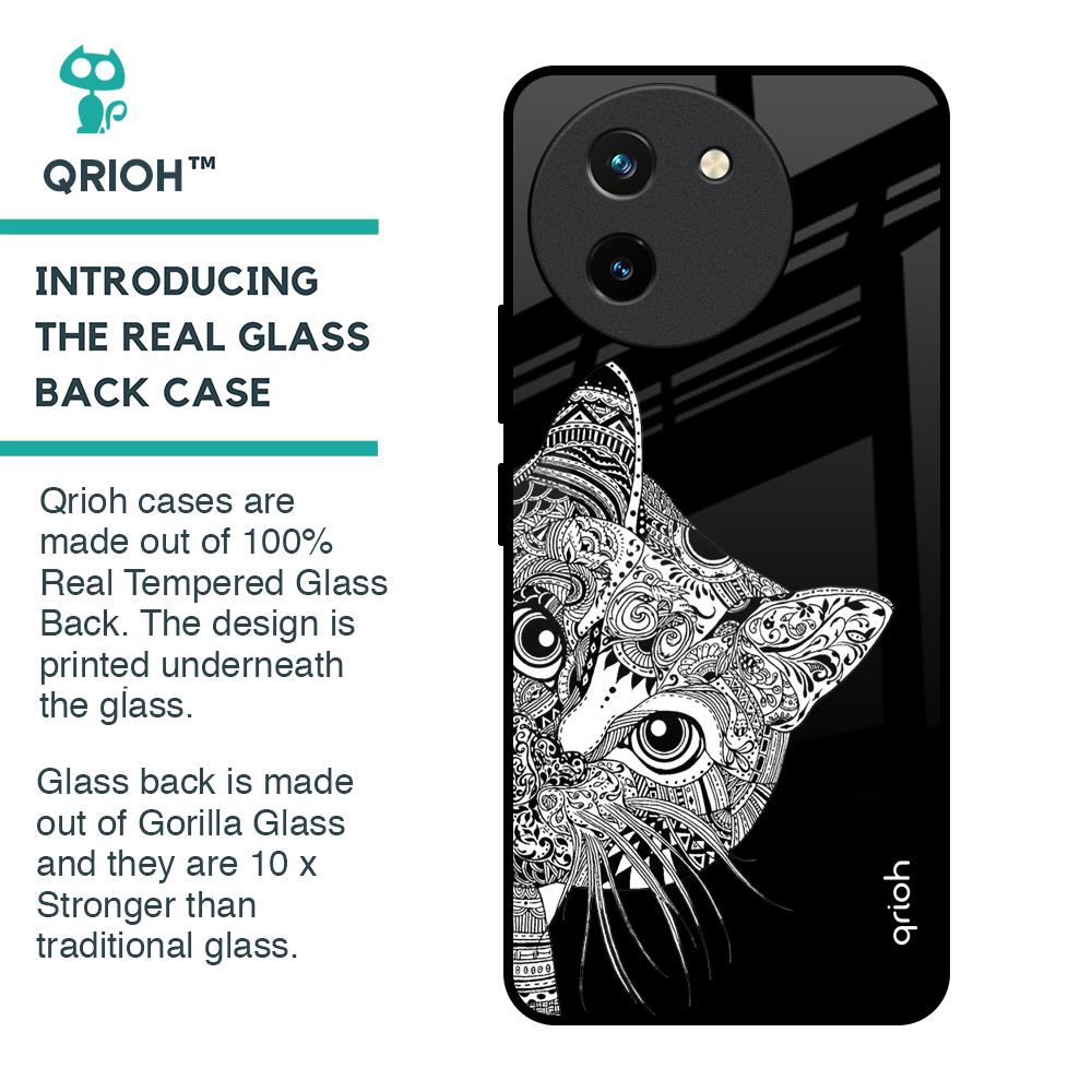 Kitten Mandala Glass Case for Vivo T3X 5G