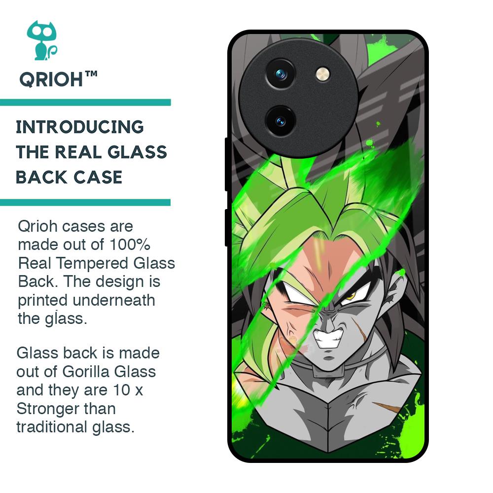Anime Green Splash Glass Case for Vivo T3X 5G