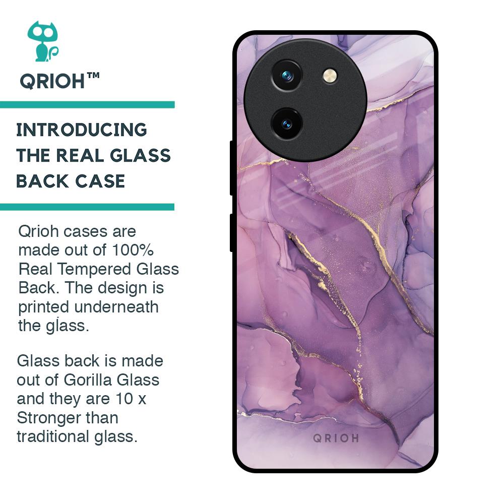 Purple Gold Marble Glass Case for Vivo T3X 5G