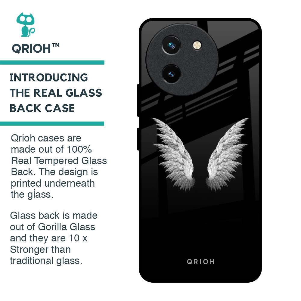 White Angel Wings Glass Case for Vivo T3X 5G