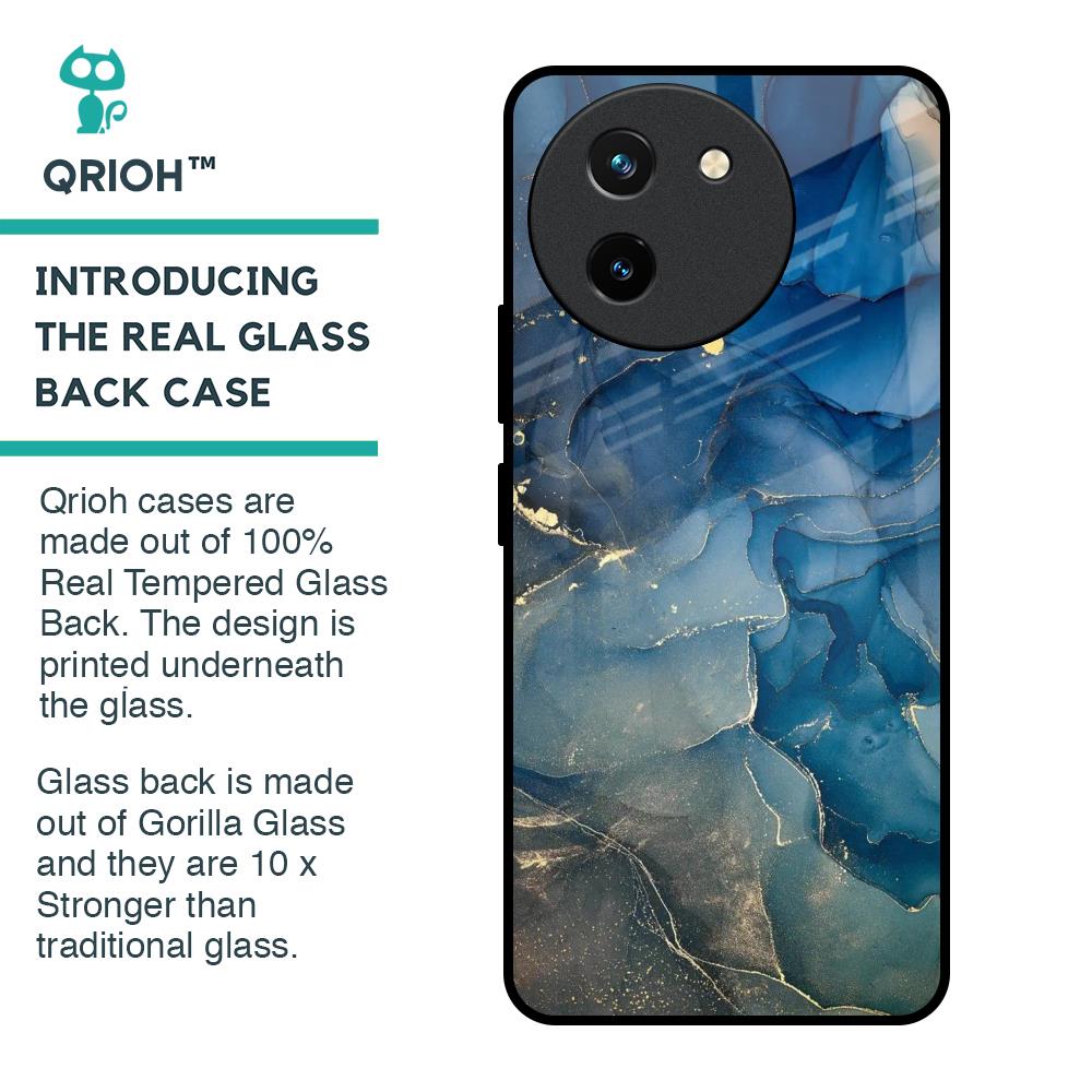 Blue Cool Marble Glass Case for Vivo T3X 5G