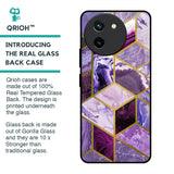 Purple Rhombus Marble Glass Case for Vivo T3X 5G