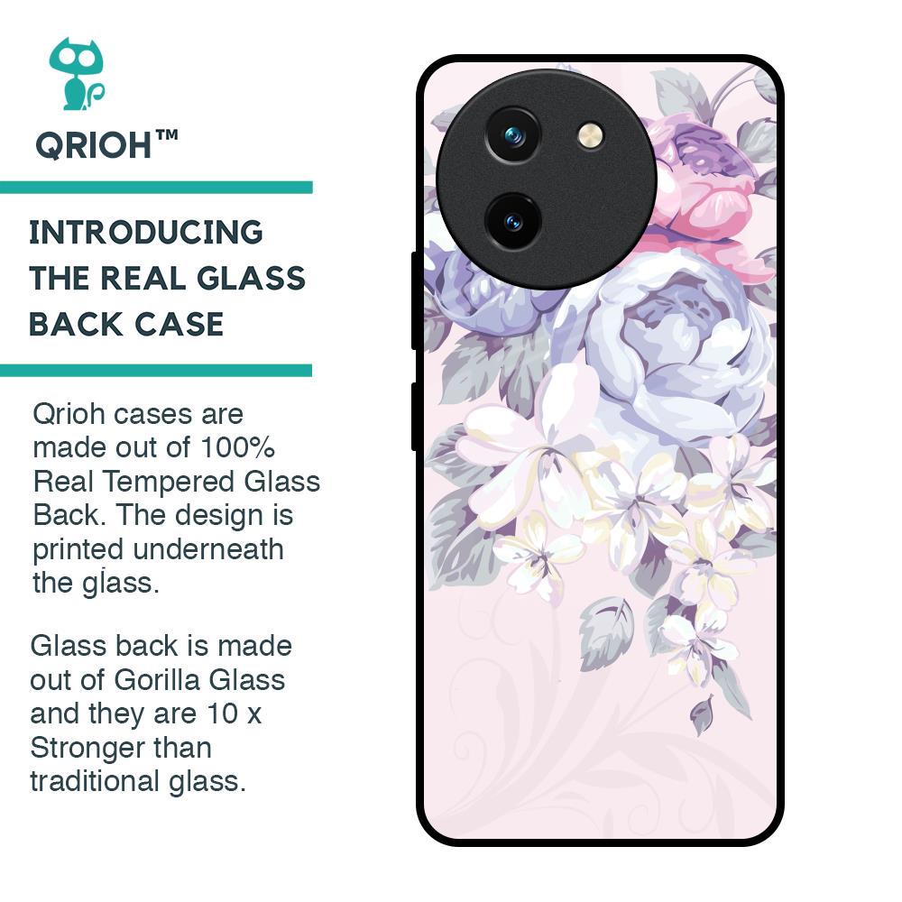 Elegant Floral Glass Case for Vivo T3X 5G