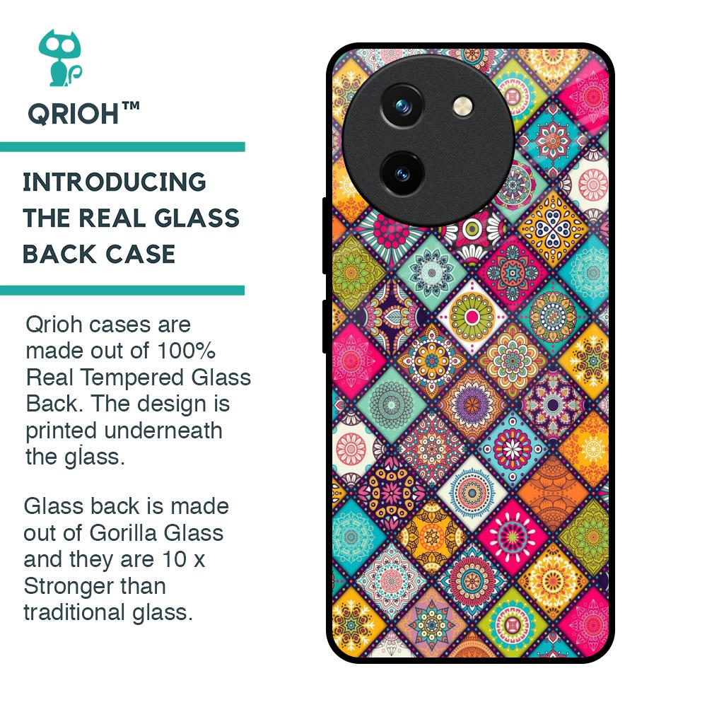 Multicolor Mandala Glass Case for Vivo T3X 5G