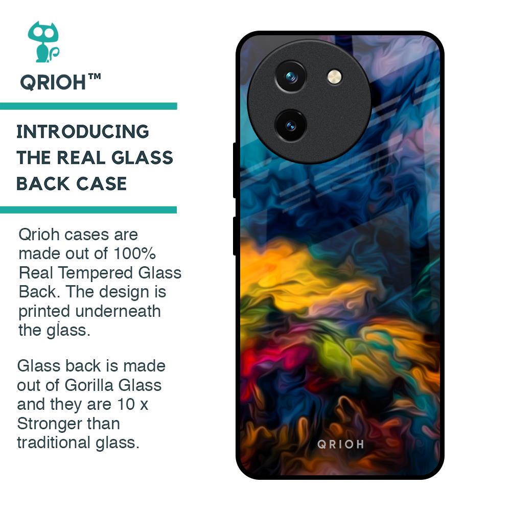 Multicolor Oil Painting Glass Case for Vivo T3X 5G