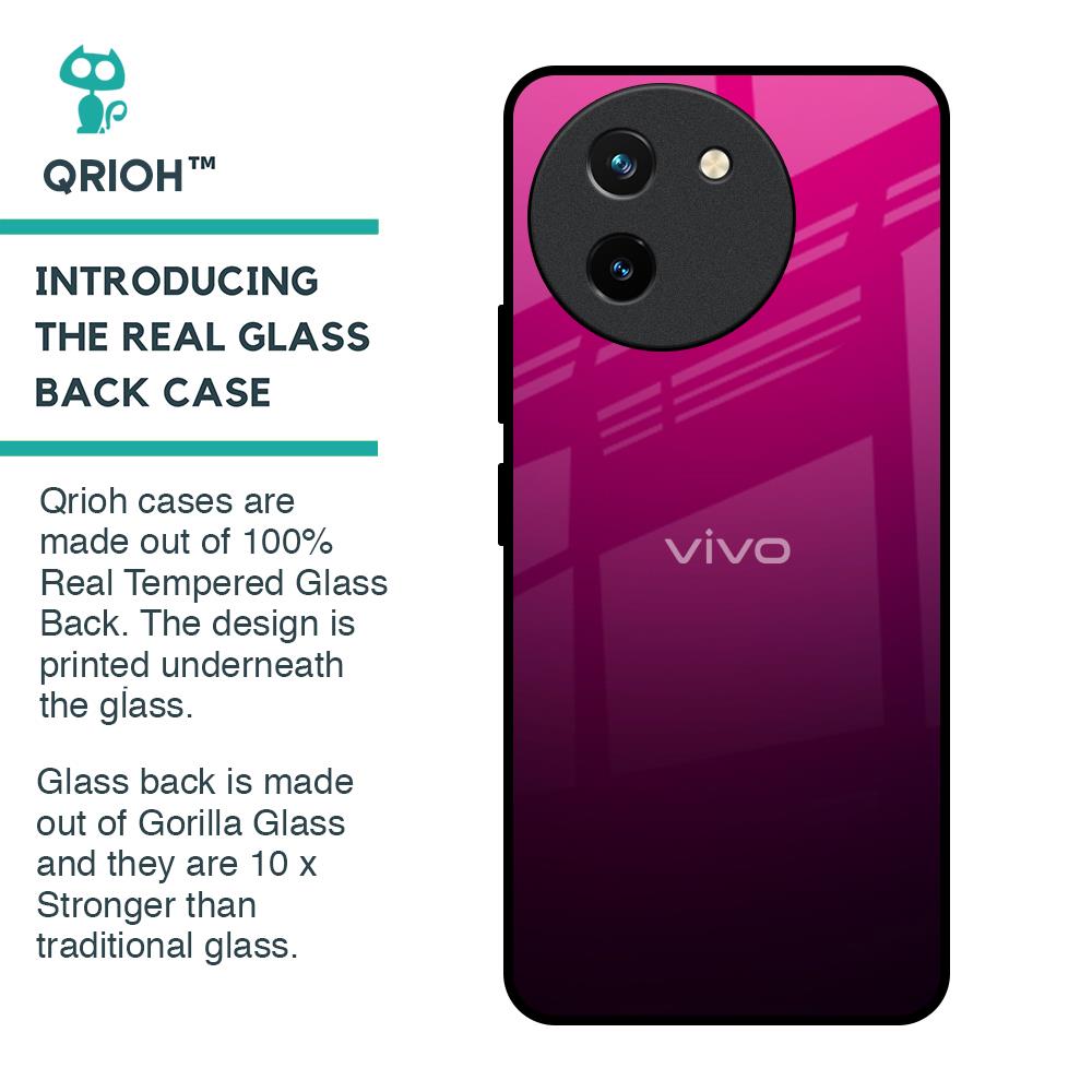 Purple Ombre Pattern Glass Case for Vivo T3X 5G