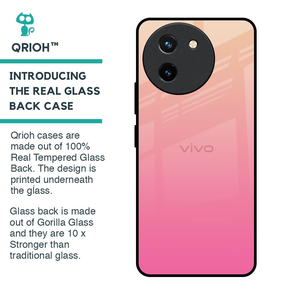 Pastel Pink Gradient Glass Case For Vivo T3X 5G