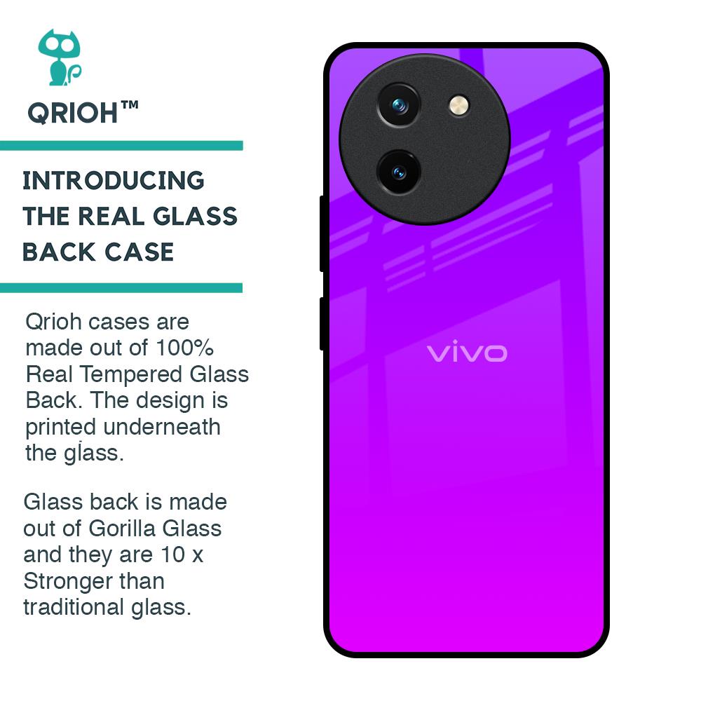 Purple Pink Glass Case for Vivo T3X 5G