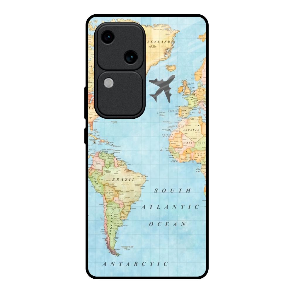 Travel Map Vivo V30 5G Glass Back Cover Online
