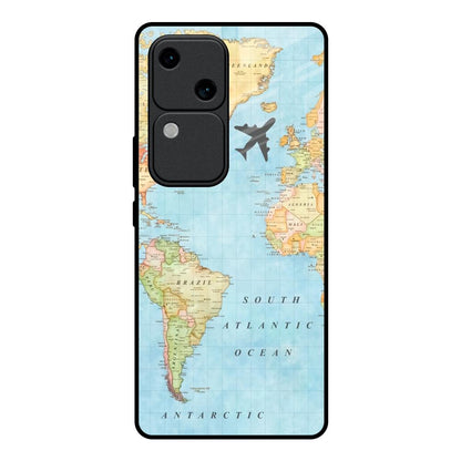 Travel Map Vivo V30 5G Glass Back Cover Online