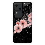 Floral Black Band Vivo V30 5G Glass Back Cover Online