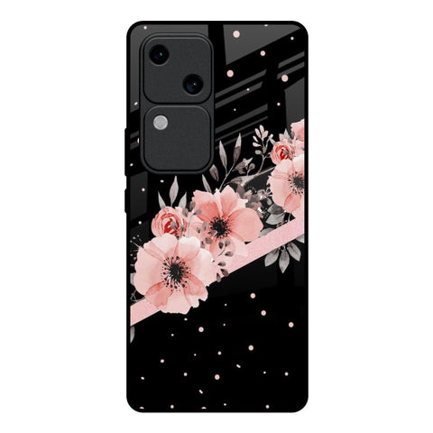 Floral Black Band Vivo V30 5G Glass Back Cover Online