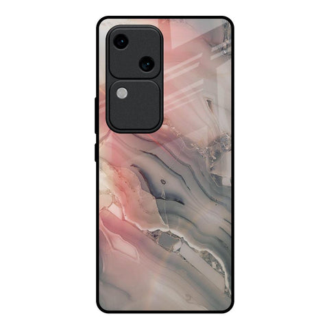 Pink And Grey Marble Vivo V30 5G Glass Back Cover Online
