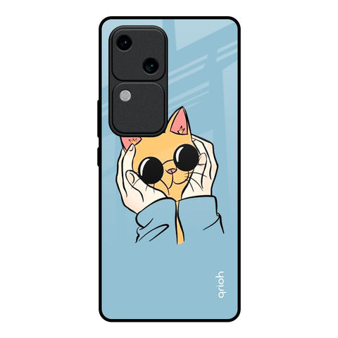 Adorable Cute Kitty Vivo V30 5G Glass Back Cover Online
