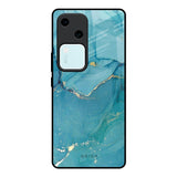 Blue Golden Glitter Vivo V30 5G Glass Back Cover Online
