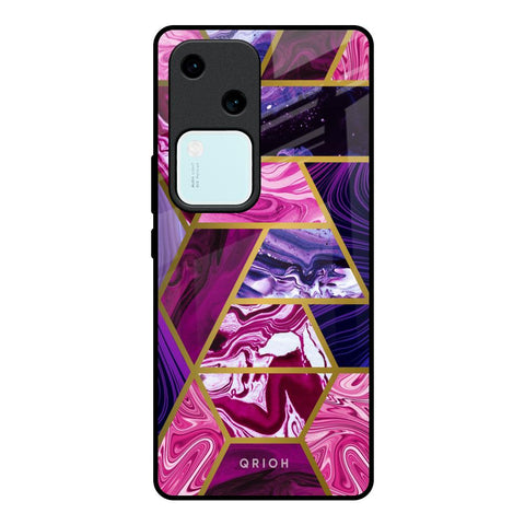 Electroplated Geometric Marble Vivo V30 5G Glass Back Cover Online