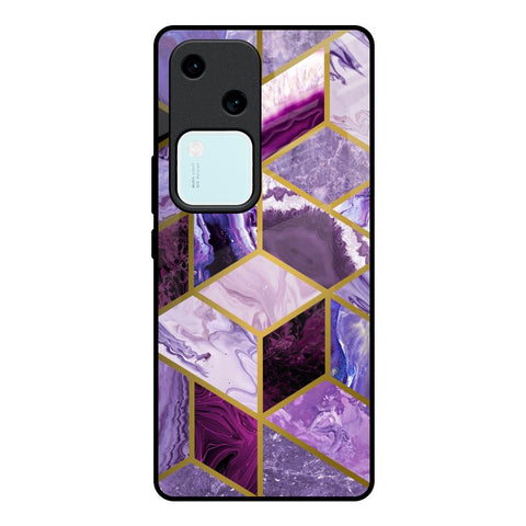 Purple Rhombus Marble Vivo V30 5G Glass Back Cover Online