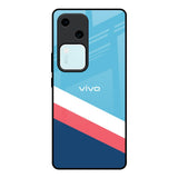 Pink & White Stripes Vivo V30 5G Glass Back Cover Online