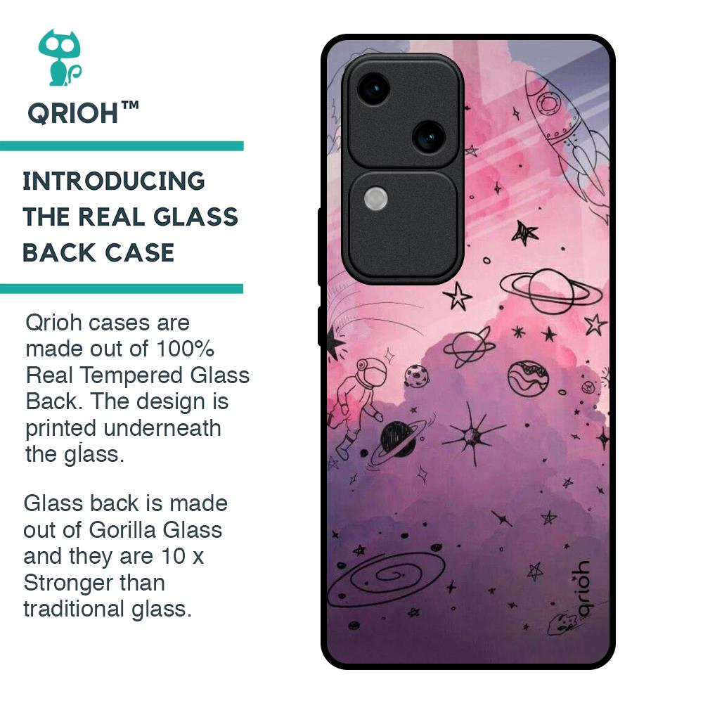 Space Doodles Glass Case for Vivo V30 5G