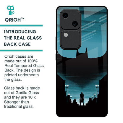 Cyan Bat Glass Case for Vivo V30 5G