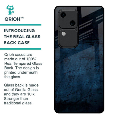 Dark Blue Grunge Glass Case for Vivo V30 5G