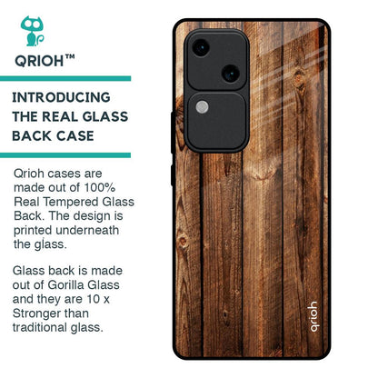 Timber Printed Glass Case for Vivo V30 5G