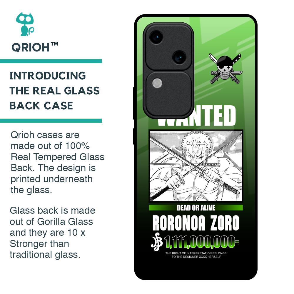 Zoro Wanted Glass Case for Vivo V30 5G