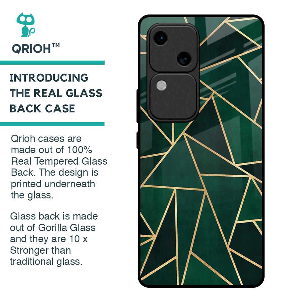 Abstract Green Glass Case For Vivo V30 5G