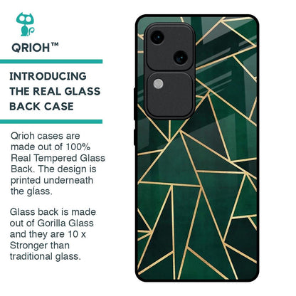 Abstract Green Glass Case For Vivo V30 5G