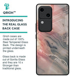 Pink And Grey Marble Glass Case For Vivo V30 5G