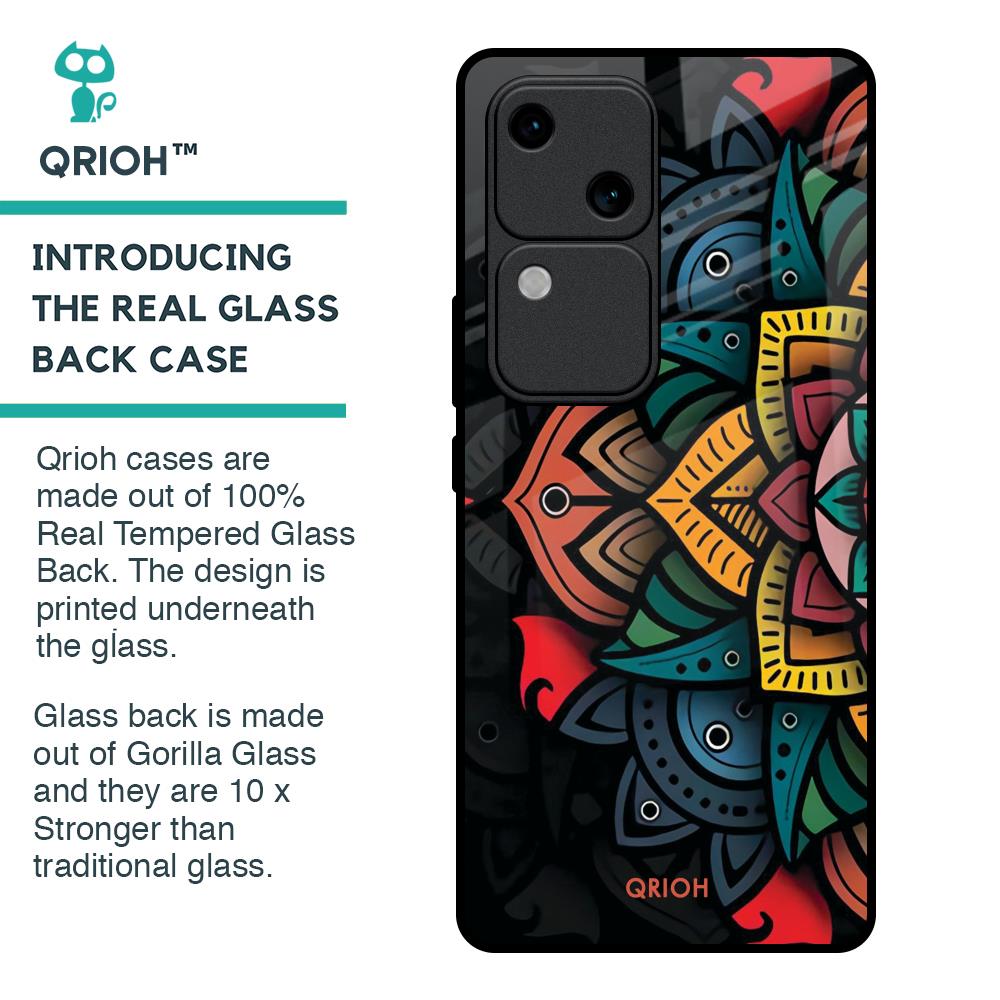 Retro Gorgeous Flower Glass Case for Vivo V30 5G