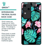 Tropical Leaves & Pink Flowers Glass Case for Vivo V30 5G