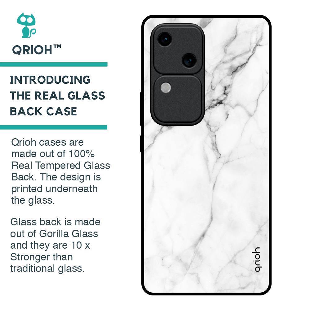 Modern White Marble Glass Case for Vivo V30 5G