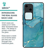 Blue Golden Glitter Glass Case for Vivo V30 5G