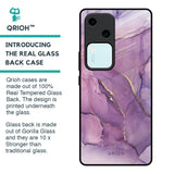 Purple Gold Marble Glass Case for Vivo V30 5G