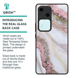 Pink & Gold Gllitter Marble Glass Case for Vivo V30 5G