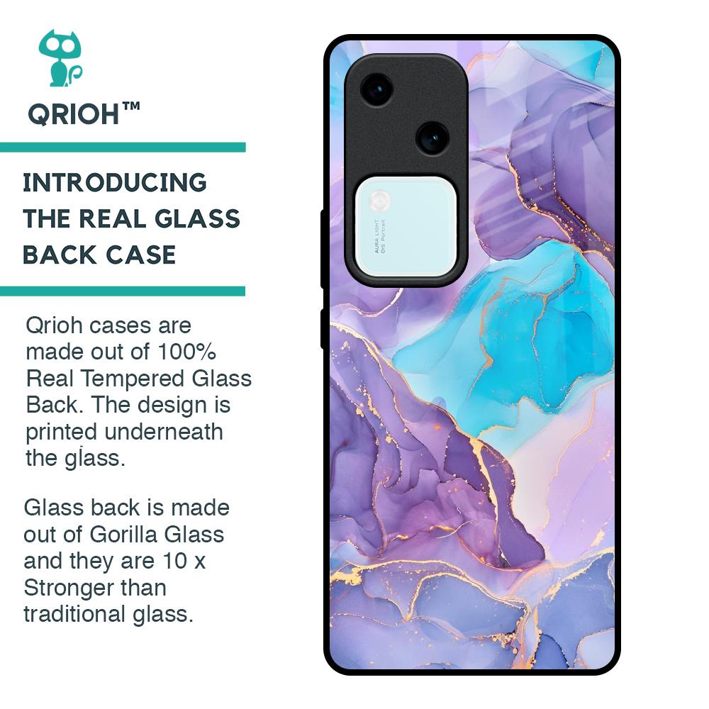 Alcohol ink Marble Glass Case for Vivo V30 5G