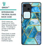 Turquoise Geometrical Marble Glass Case for Vivo V30 5G