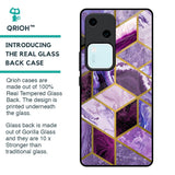 Purple Rhombus Marble Glass Case for Vivo V30 5G