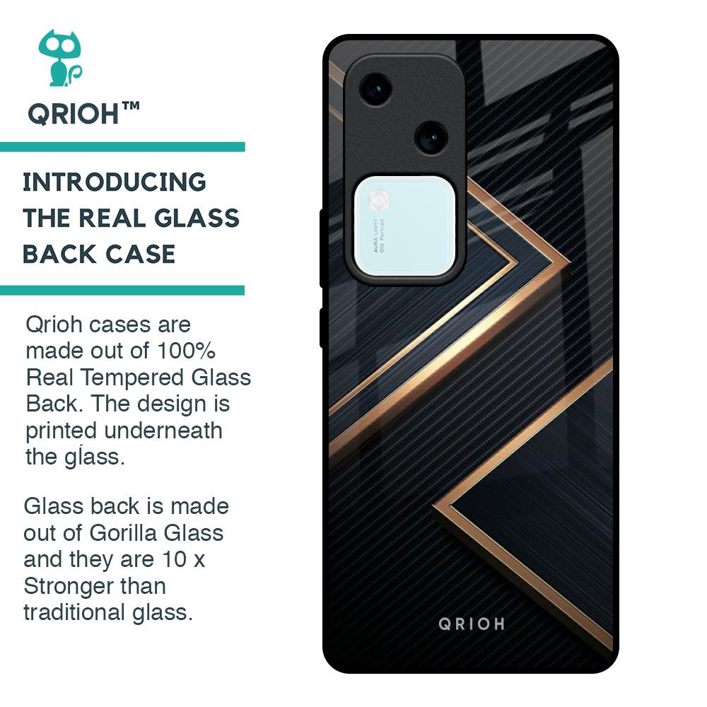 Sleek Golden & Navy Glass Case for Vivo V30 5G