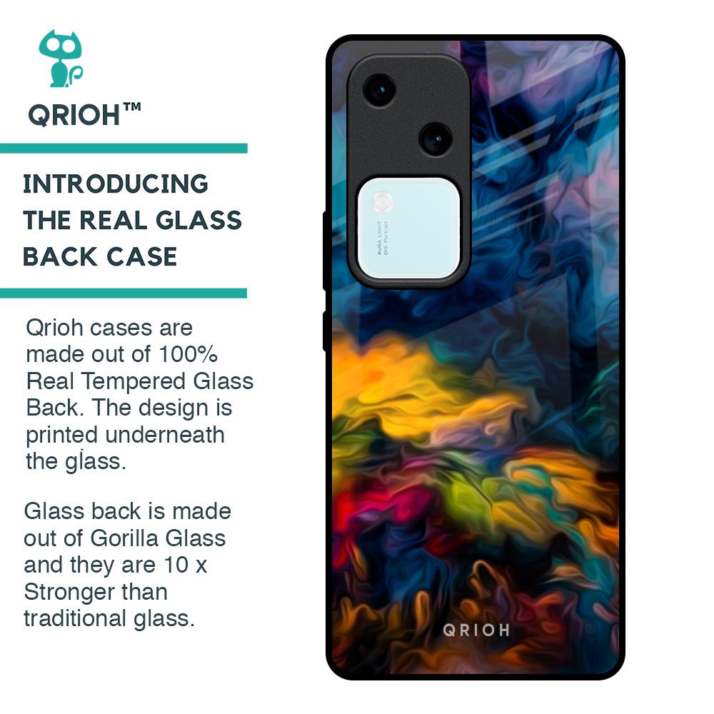 Multicolor Oil Painting Glass Case for Vivo V30 5G