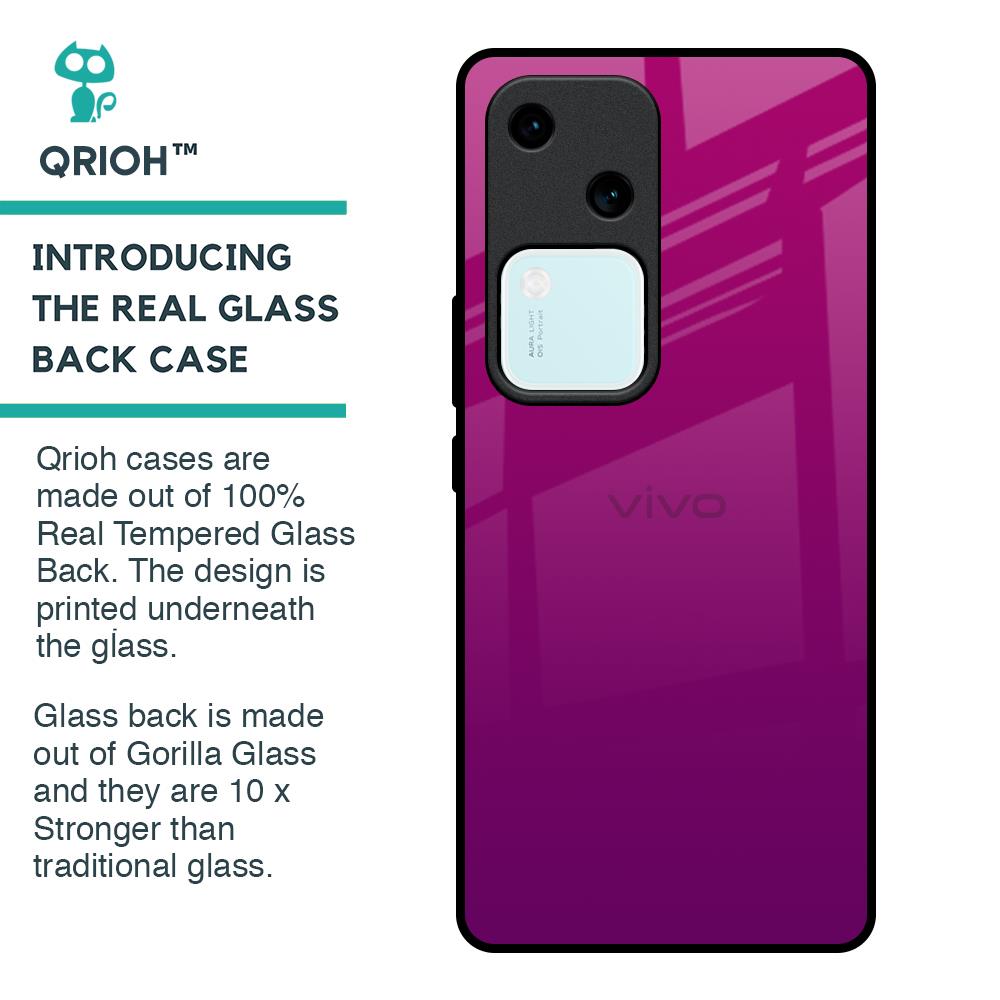 Magenta Gradient Glass Case For Vivo V30 5G