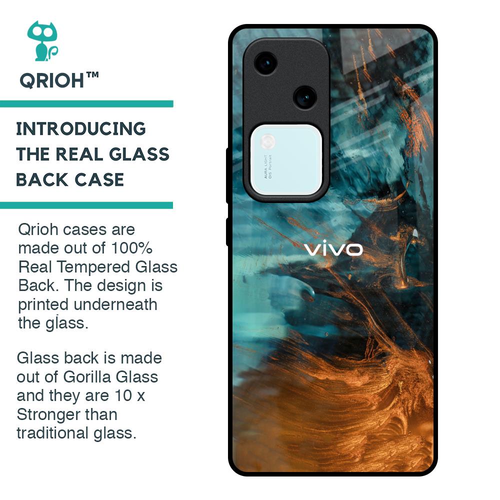 Golden Splash Glass Case for Vivo V30 5G