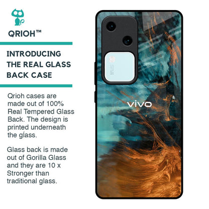 Golden Splash Glass Case for Vivo V30 5G