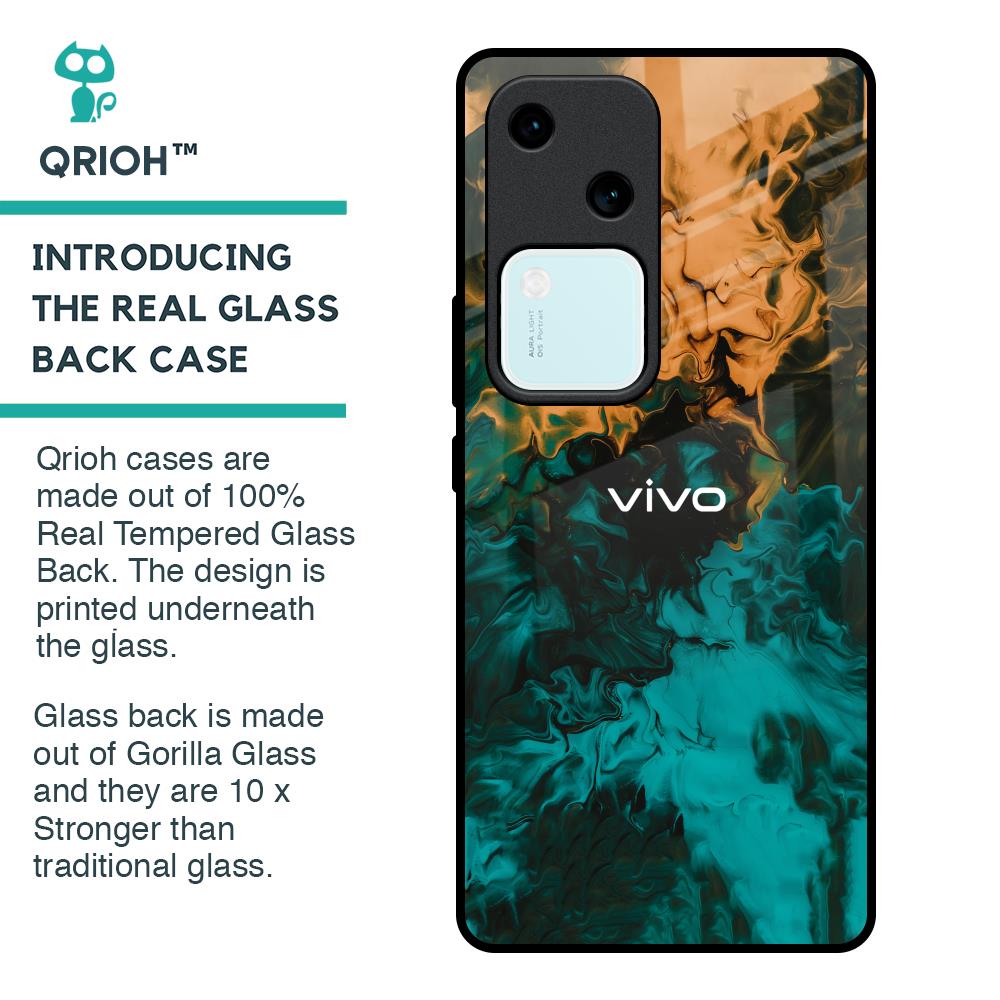 Watercolor Wave Glass Case for Vivo V30 5G