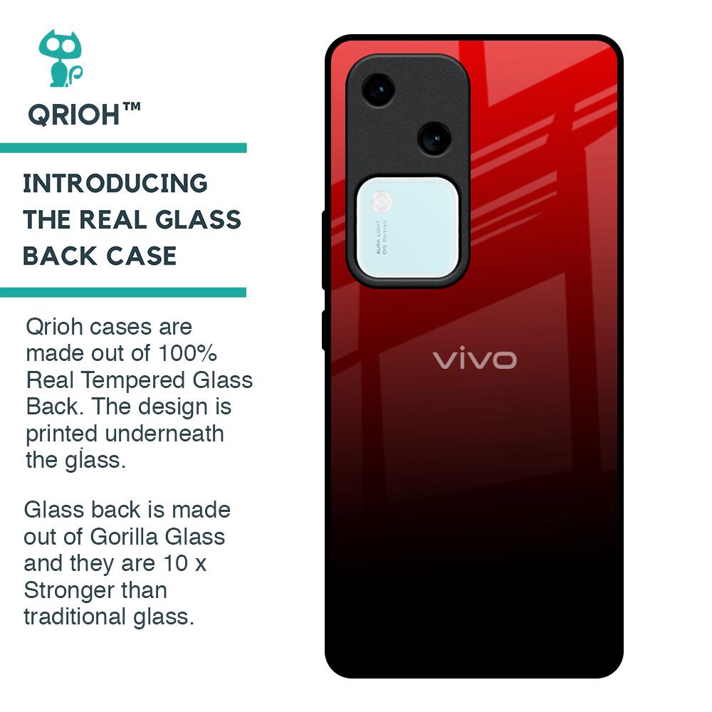 Maroon Faded Glass Case for Vivo V30 5G