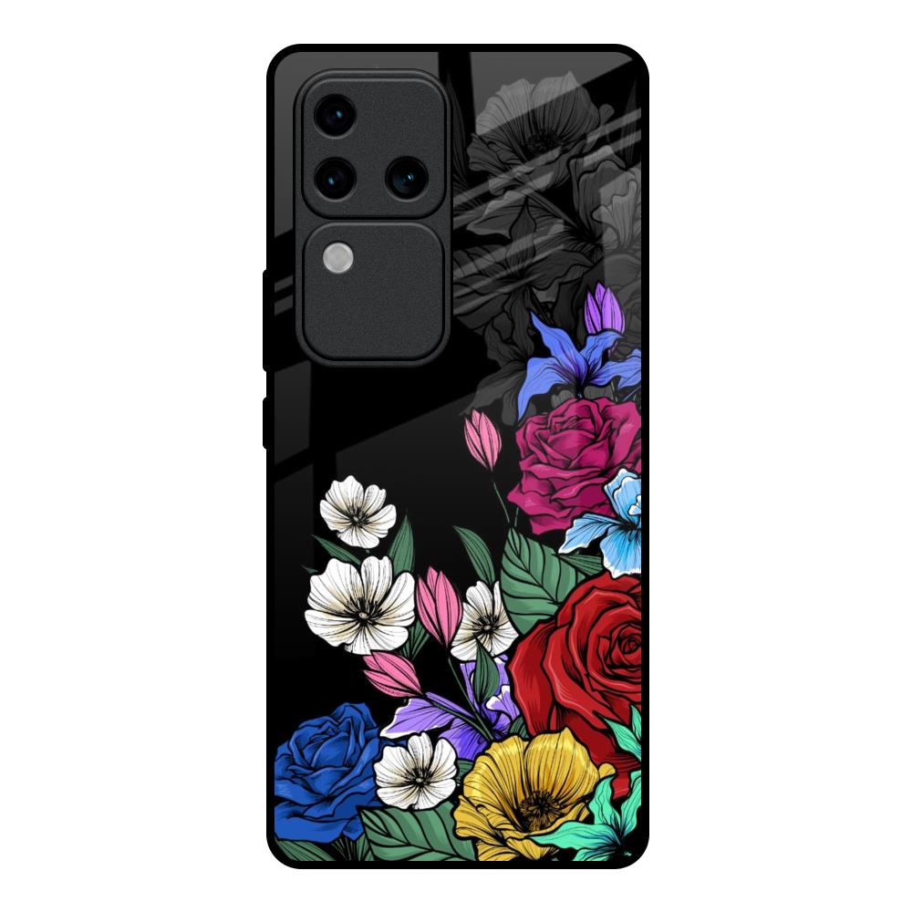 Rose Flower Bunch Art Vivo V30 Pro 5G Glass Back Cover Online