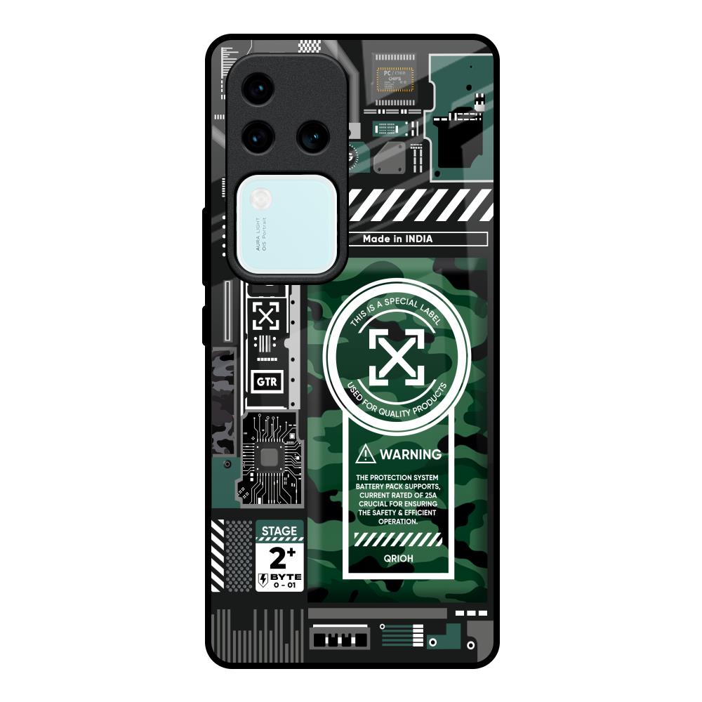Green Camo Circuit Vivo V30 Pro 5G Glass Back Cover Online